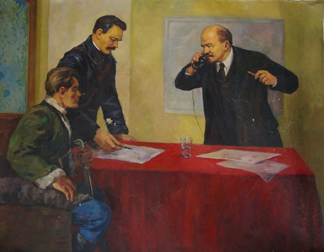  Штаб революции. Ленин 1917 году 125-160 см. холст масло 1970-е 