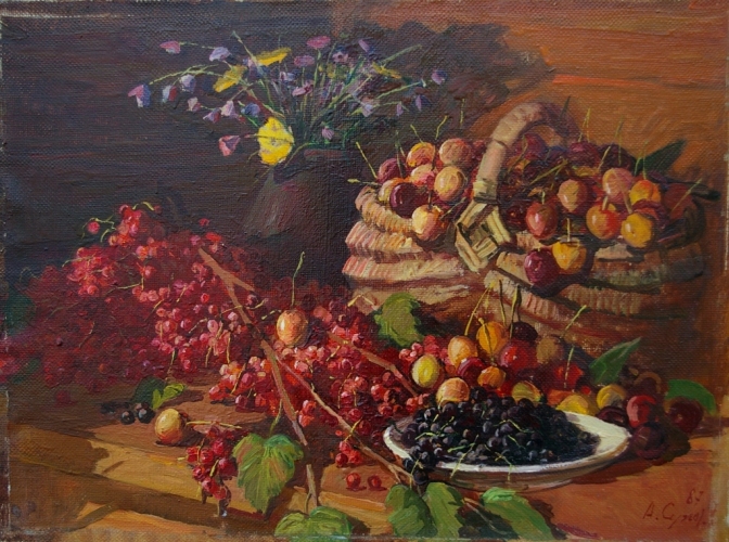 Натюрморт с полевыми цветами 35-47 холст, масло 1987г.