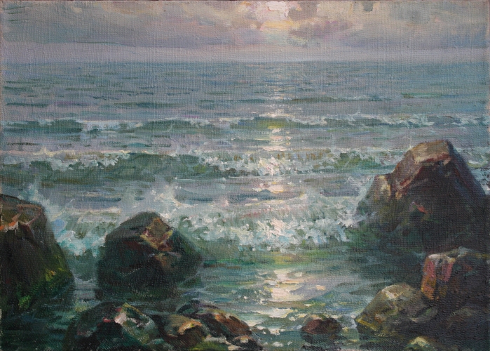 Море в лучах солнца 60-70 см., холст, масло 2003 