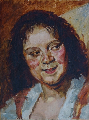  Портрет девушки  26-20 см. картон масло  1960е 