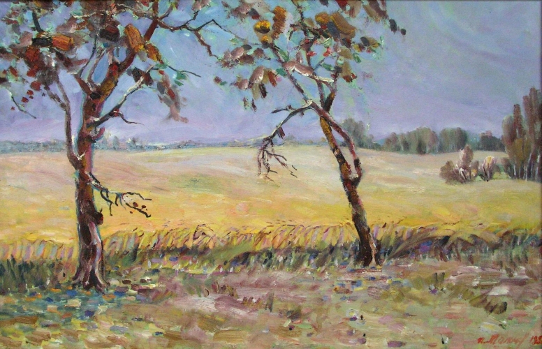 Ржаное поле 40-62 см., картон, масло 1990 
