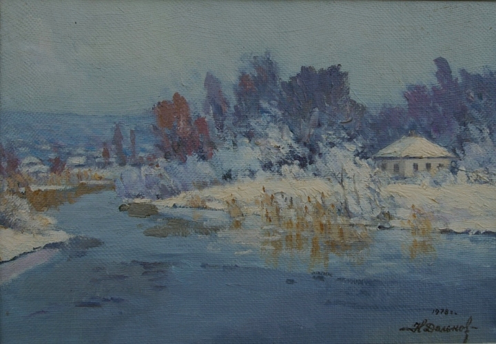 Река Лугань зимой 23,5-33 см. картон масло 1978г 
