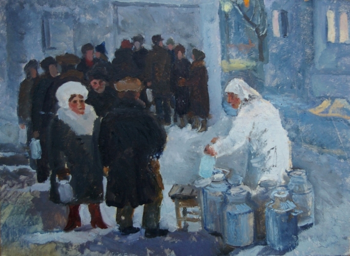 За молоком 25-35 см. картон масло 1970е