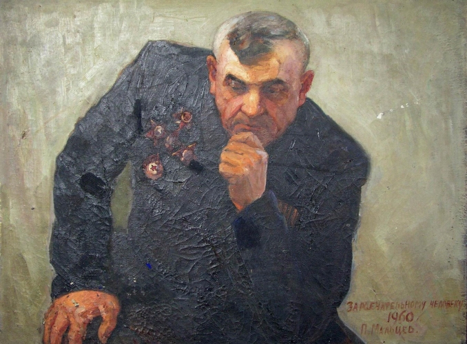 Слепченко Константин - партизан. 83-64 см., холст, масло 1970 