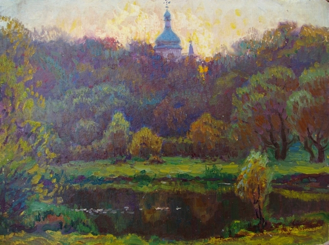 Купол церкви   40-53см. картон масло  1970е 