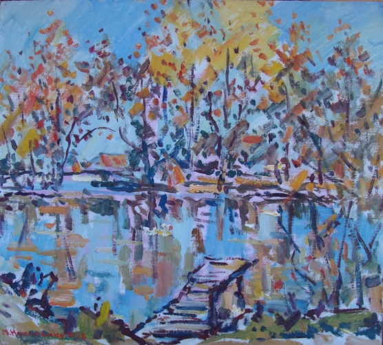  Золотая осень 48-54 см.  оргалит масло 2008 