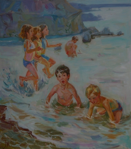  Дети на море  90-80 см. холст масло  2011г.