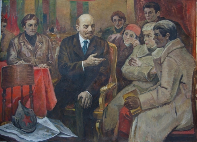 Ленин с делегатами 3-го съезда комсомола 130-189 холст, масло