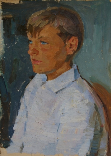 Портрет мальчика 32-23 см. картон масло 1960е 