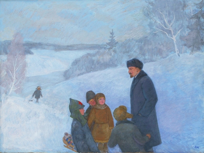  Ленин и дети 60-80 см. холст масло 1979 г. 