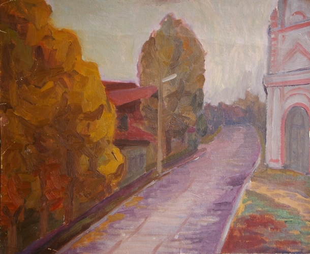 Пейзаж 43-52 см., картон, масло 1970е 