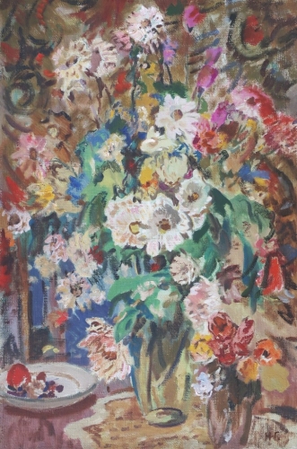 Полевые цветы  50,5-33 см. картон, масло  1970е  