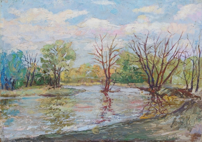 Половодье  25-35 см. холст масло 1970е 