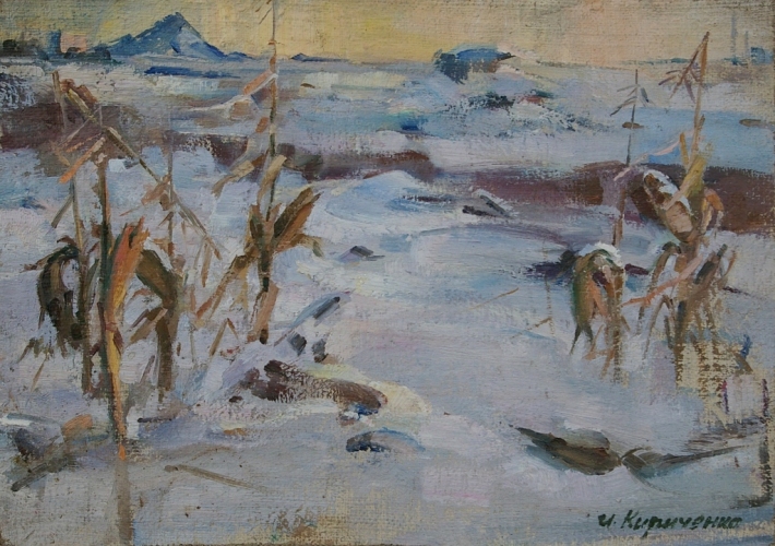 Ззимний день 37-49 см. картон масло 1970е 