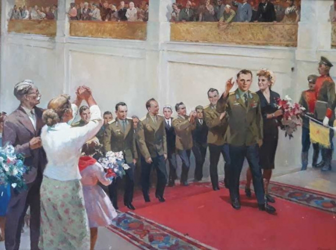 Гагарин 150-200 см., холст, масло 1966г 
