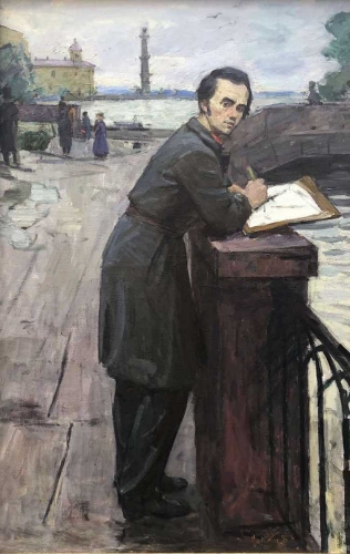 Т.Г. Шевченко в Петербурге 120-80 см., холст, масло 1962 год