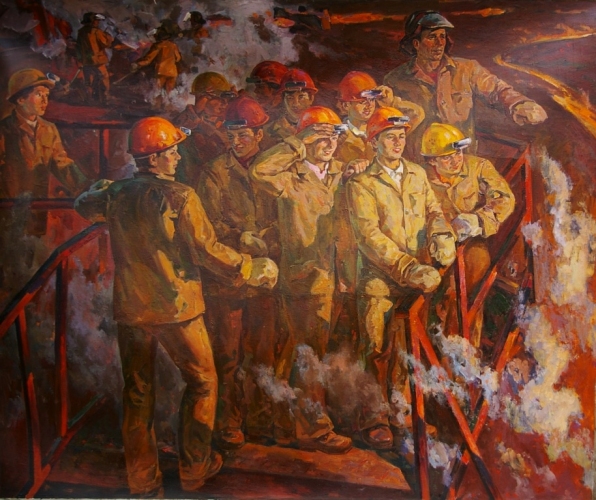 Молодая смена металлургов 191-231 см. холст масло 1985г