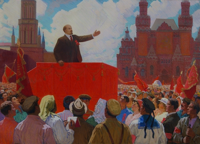Ленин на Красной площади 130-180 холст, масло