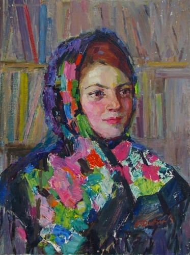  Женский портрет  56-43 см. картон масло 1960е 