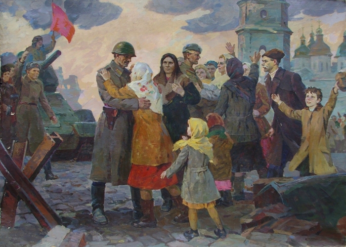  Освобождение Киева 140-190 см. холст масло 1985г  