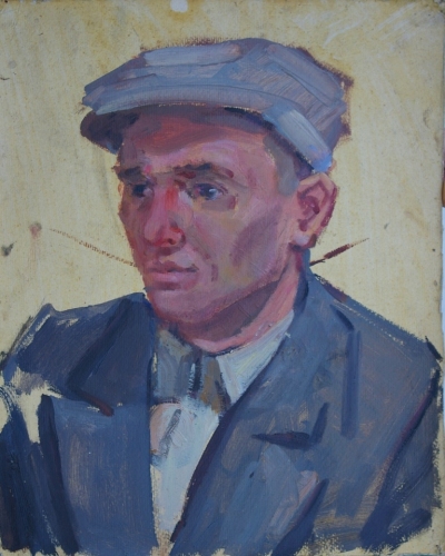 Портрет бригадира 42-34 см. картон масло 1958г 