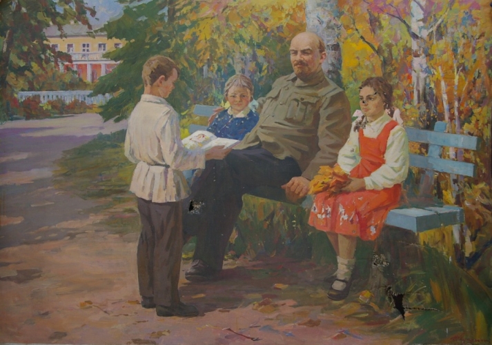 Ленин с детьми в Горках 140-205 холст, масло
