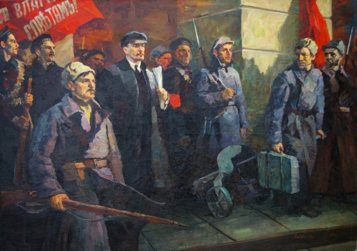 Ленин с армейцами 110-160 холст, масло