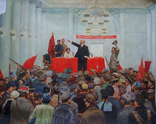 Ленин провозглашает советскую власть 160-200 холст, масло 1979г.