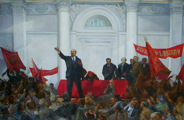 Выступление Ленина 130-200 см. холст масло 1970-е г. 