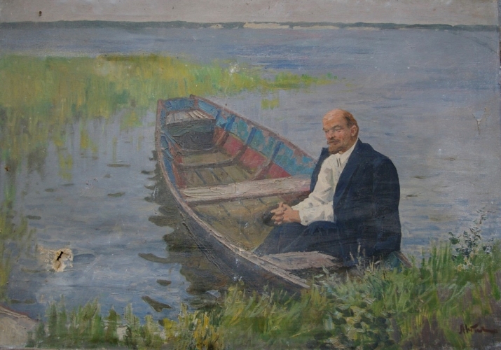  Ленин в лодке 91-130 см. холст масло 1970е 