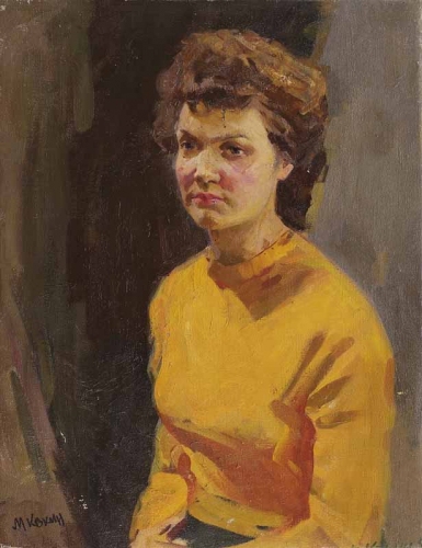 Портрет девушки 65-50 см. холст масло 1958г 