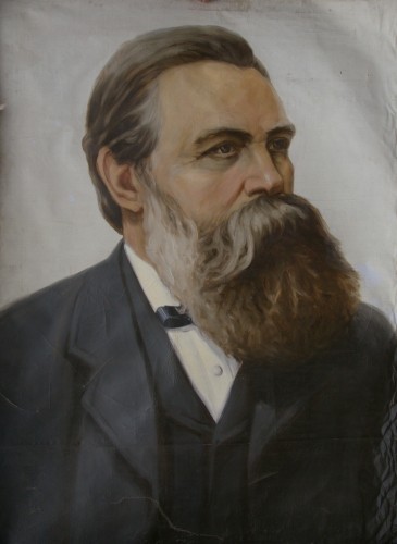 Портрет Энгельса на сером фоне 245-175 см. холст масло