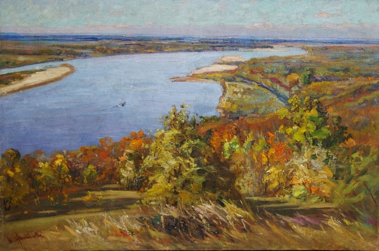 Осенний пейзаж 79-120 см. холст, масло 1960е 