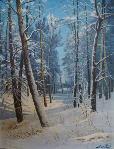 Зимний лес 58-45 см. холст, масло 1988г 