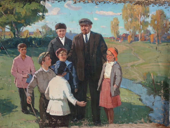 Ленин и дети 150-198 см., холст, масло 