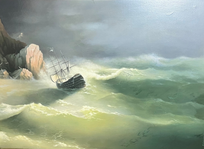 Шторм 107-78 см., холст, масло 1997 год 