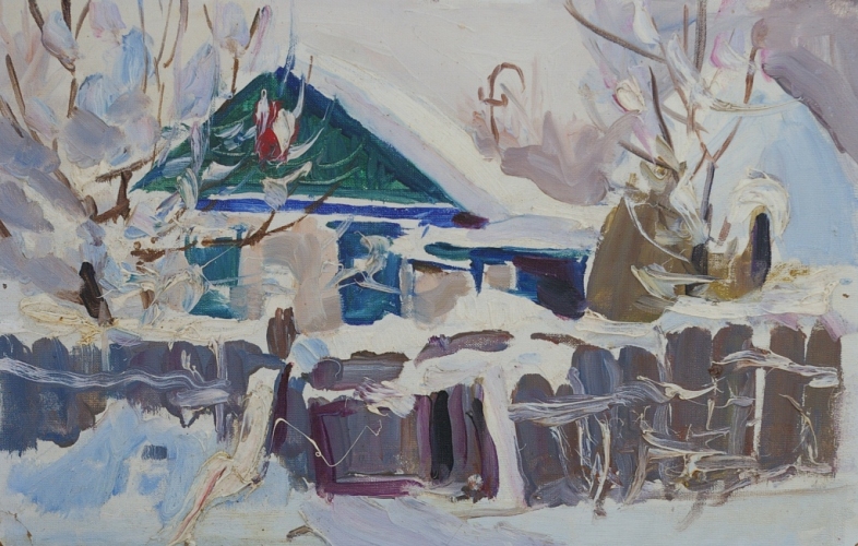 После вьюги   20-31 см.  картон масло  1920 е.