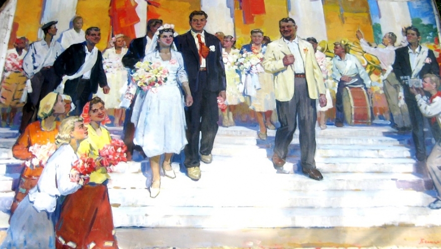 Свадьба 120-200 см. холст масло 1960-г. 