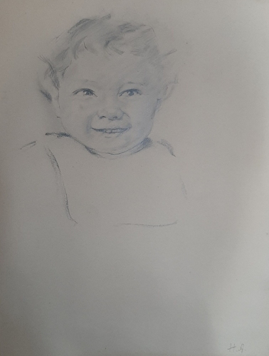 Портрет улыбающегося мальчика 27,5-21 см., бумага, карандаш 1920 - 1940 