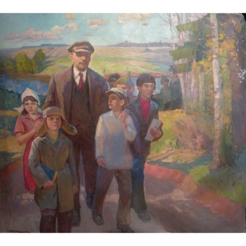 Ленин и дети на речке 179-200 холст, масло 1960 г.