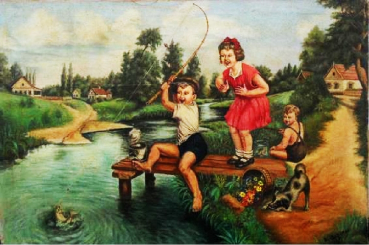 Рыбалка 68-96 холст, масло 1956г.