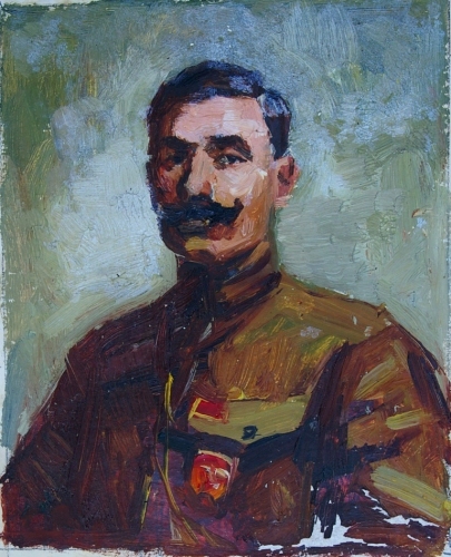 Портрет полководца  21-17 см. картон, масло 1970е 
