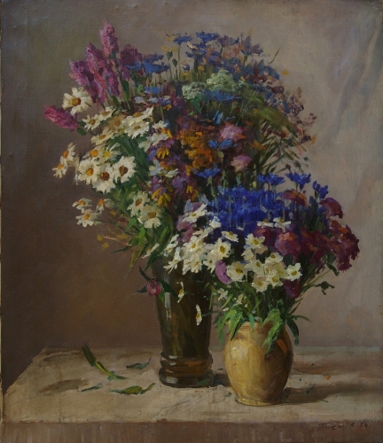 Полевые цветы 69-59 см. холст масло 1954г. 