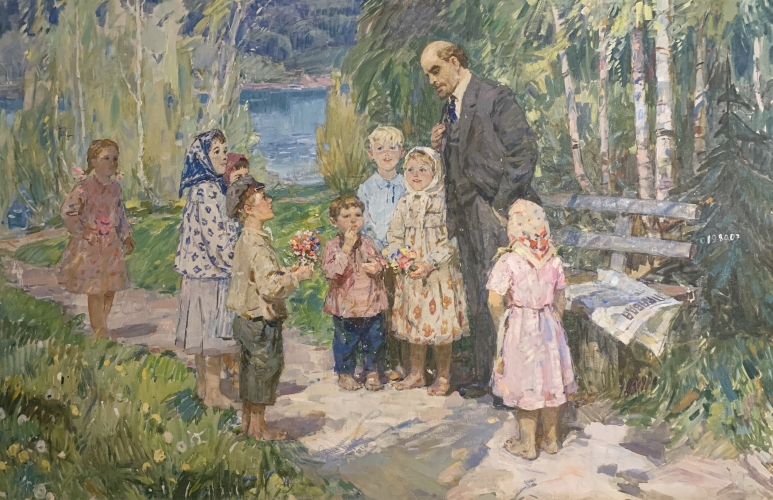 Ленин и дети 188-123 см., холст, масло 1970е 