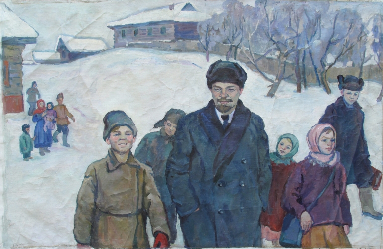 Ленин и дети 95-145 см., холст,  масло