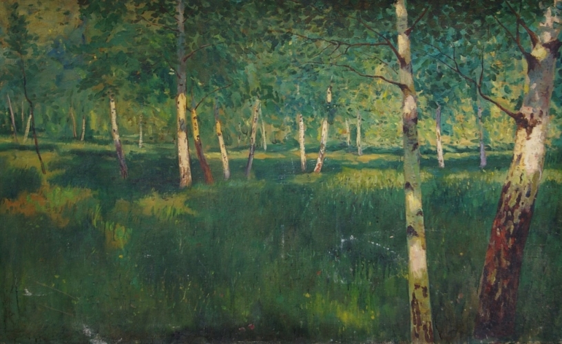 Березовая роща 99-130 см. холст масло 1960е  