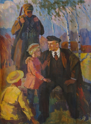 Ленин с детьми 140-103 см., холст, масло 1970-е 