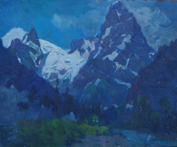 Горы 50-60 см. картон масло 1988г 