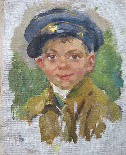 Портрет мальчика 21,5-21,5 см., холст, мсло 1994 год 