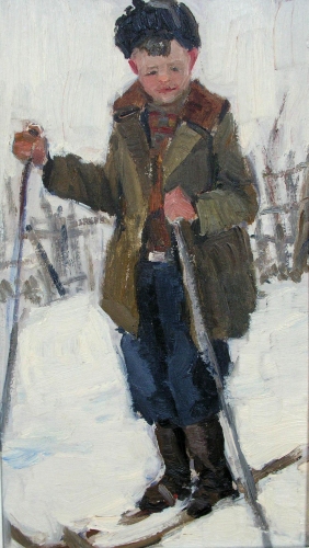 Мальчик из Башкировки 77-46 см., картон, масло 1975 